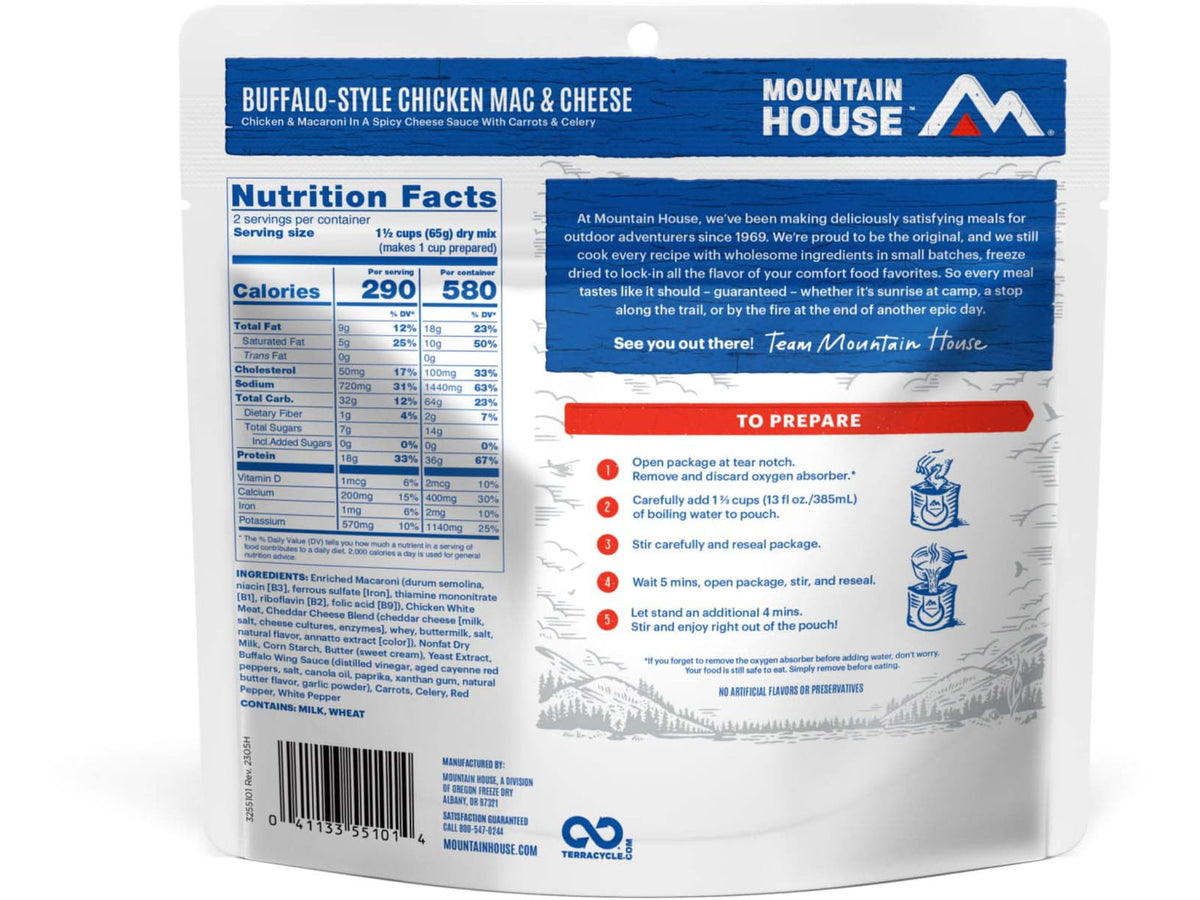 Mountain House Buffalo Style Chicken Mac and Cheese Pouch 2