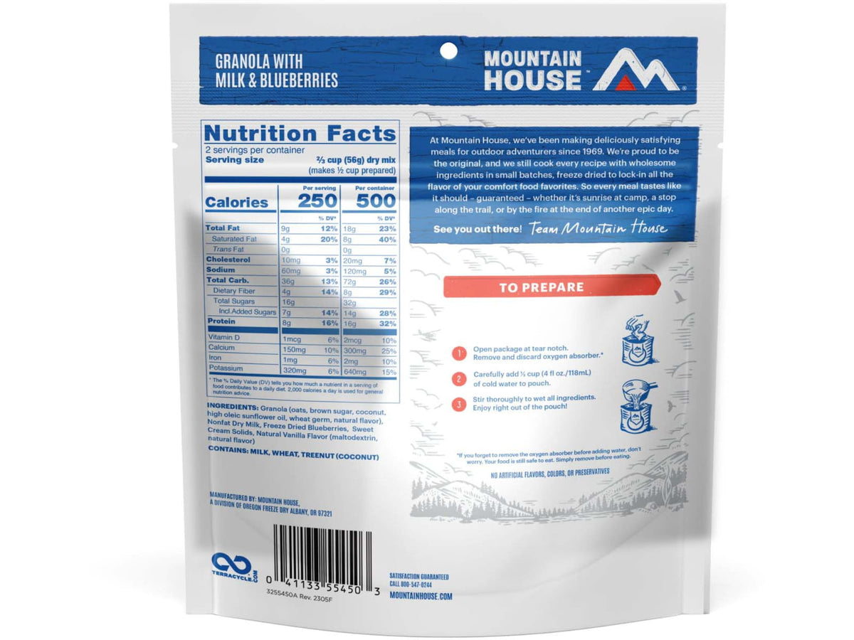Mountain House Granola w/Milk / Blueberries Pouch 2