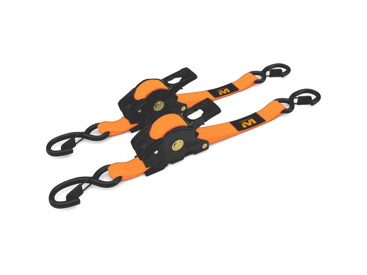 Muddy Retractable Ratchet Straps 1in x 10ft Orange 2 Pack 1408827