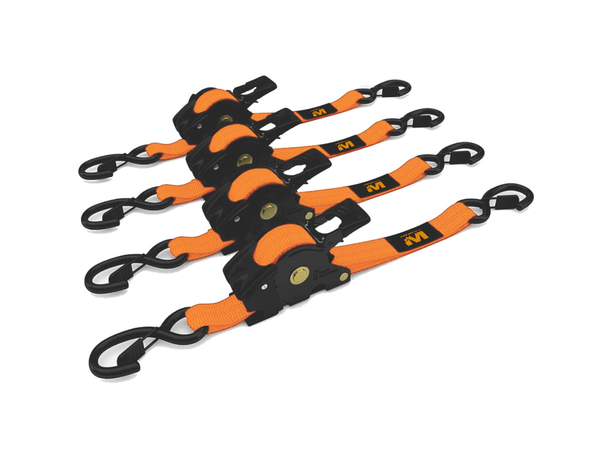 Muddy Retractable Ratchet Straps 1in x 10ft Orange 4 Pack 1408826