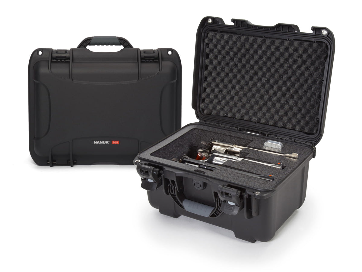 Nanuk 918 3 Up Revolver Case w/Foam Insert Black Medium