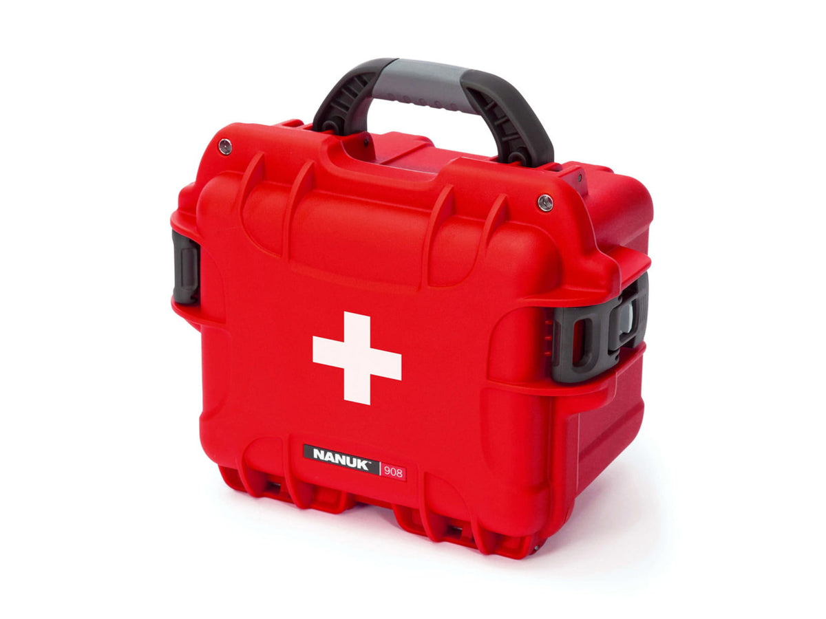 Nanuk 908 Empty First Aid Logo Case Red Small