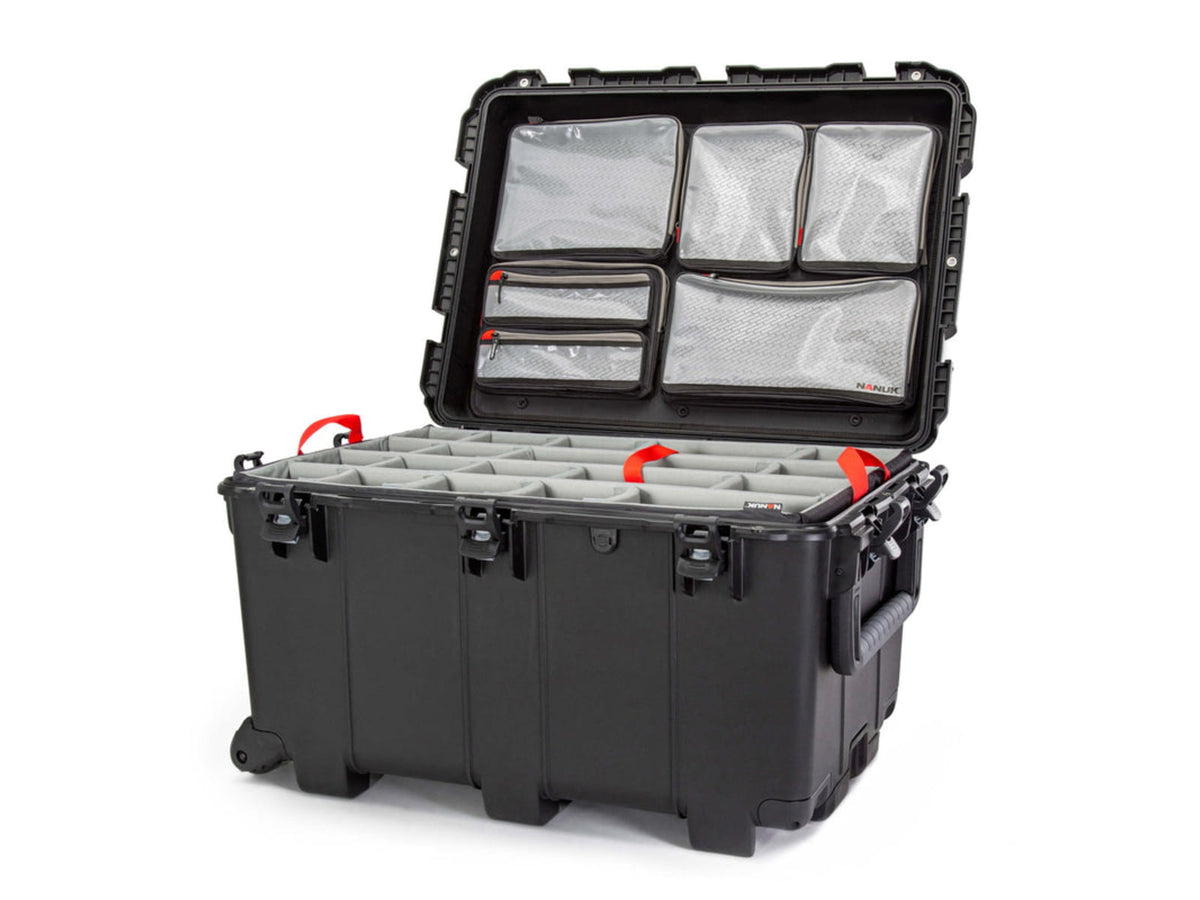 Nanuk 975 No Pull Handle Case w/ Wheels / Divider / Lid Organizer Black Large 975W-060BK-0A0
