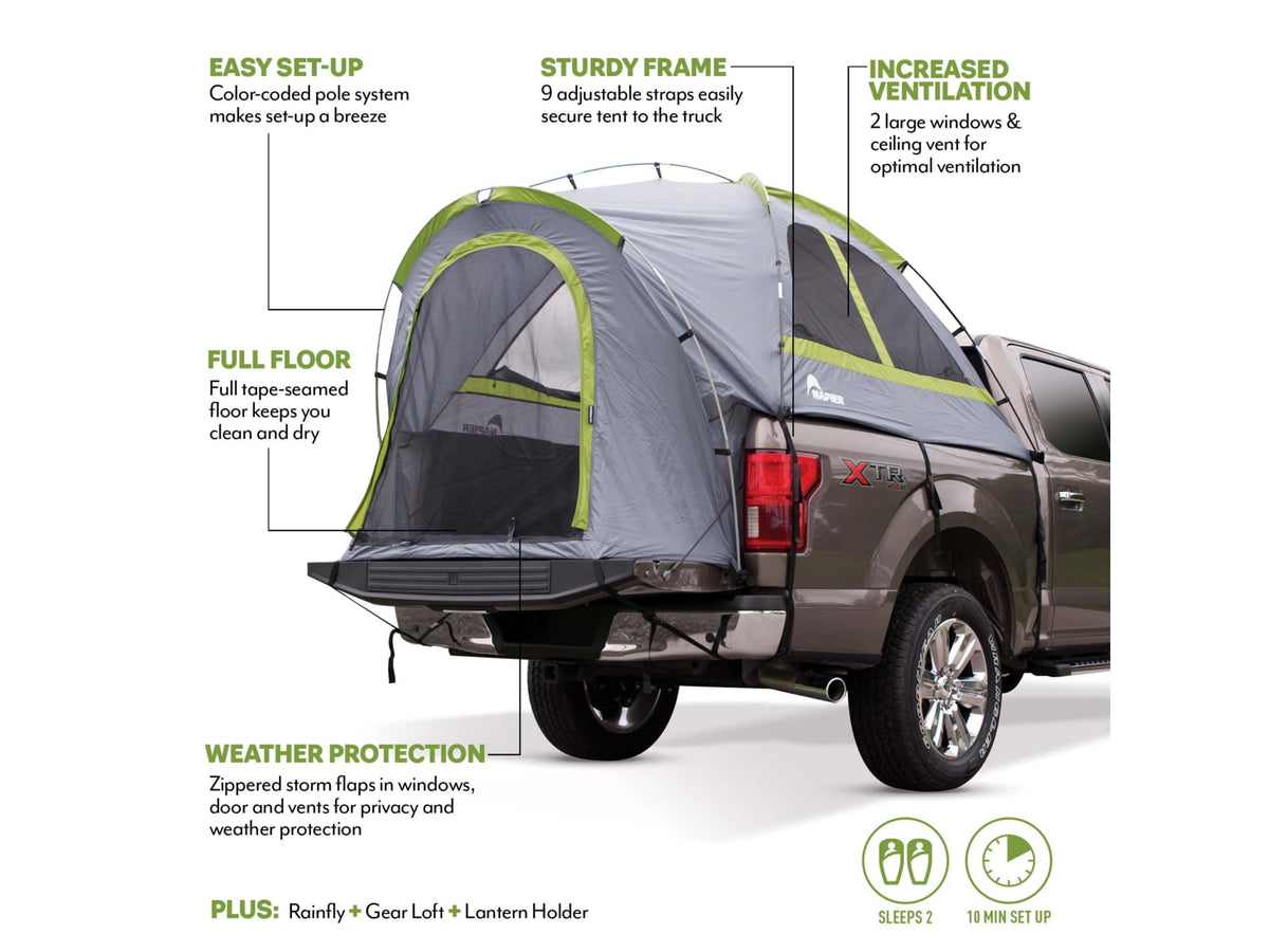 Napier Backroadz Truck Tent Full Size Crew Cab Bed Gray/Green 5.5-5.8 ft