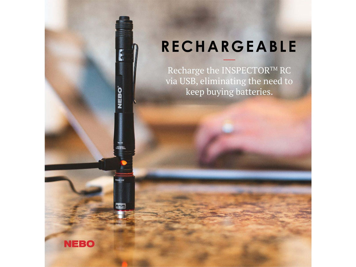 Nebo Inspector RC Rechargeable Waterproof LED Penlight 360 Lumens Black NEB-POC-0005