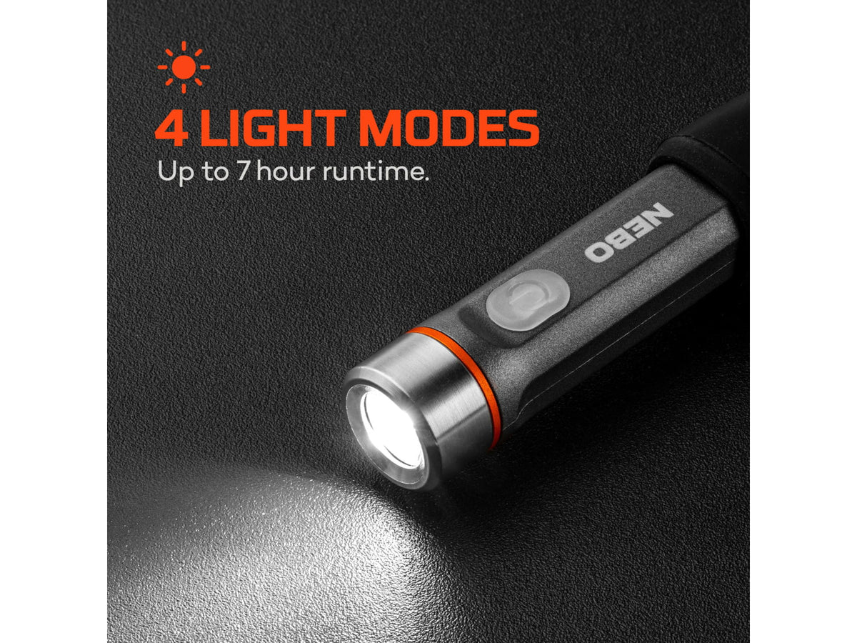Nebo Franklin Flexbrite USB-C Rechargeable Battery 350 Lumens LED Flashlight Grey/Black NEB-FLT-1038