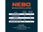 Nebo Mini Bug Zapper and LED Lantern 2000mAh Li-ion Battery Grey NEB-ZAP-0001