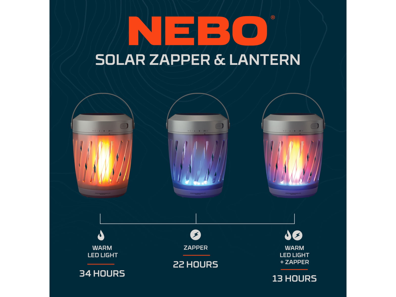 Nebo Solar Zapper and LED Lantern 2000mAh Li-ion Battery Black