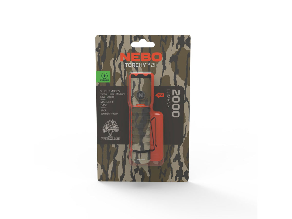 Nebo Torchy 2K Li-ion 18650 Rechargeable Battery 2000 Lumens LED Flashlight MossyOak Bottomland