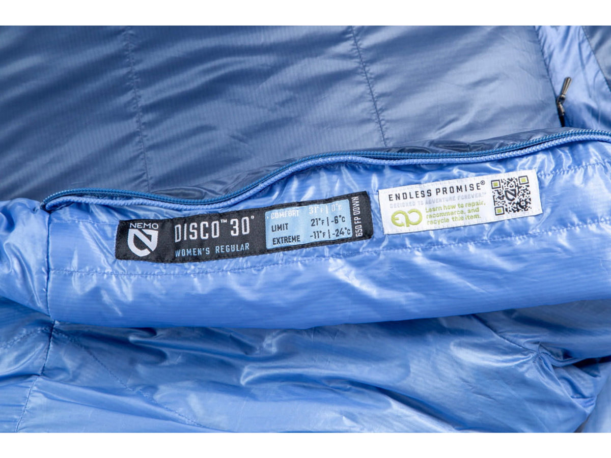 NEMO Equipment Disco 30F Sleeping Bag - Women's Blue Horizon Regular/Wide 811666038807