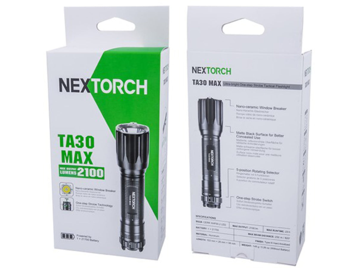 Nextorch TA30 MAX 21700 2100 Lumens LED Tactical Flashlight Black PS5687