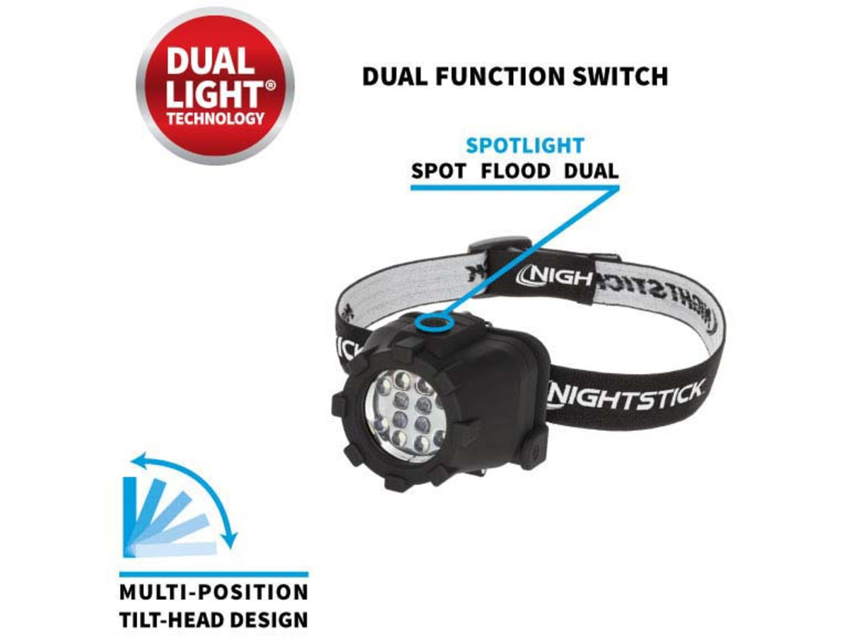 Nightstick Dual Light LED 3 AAA Headlamp30 Lumens Black NSP-4602B