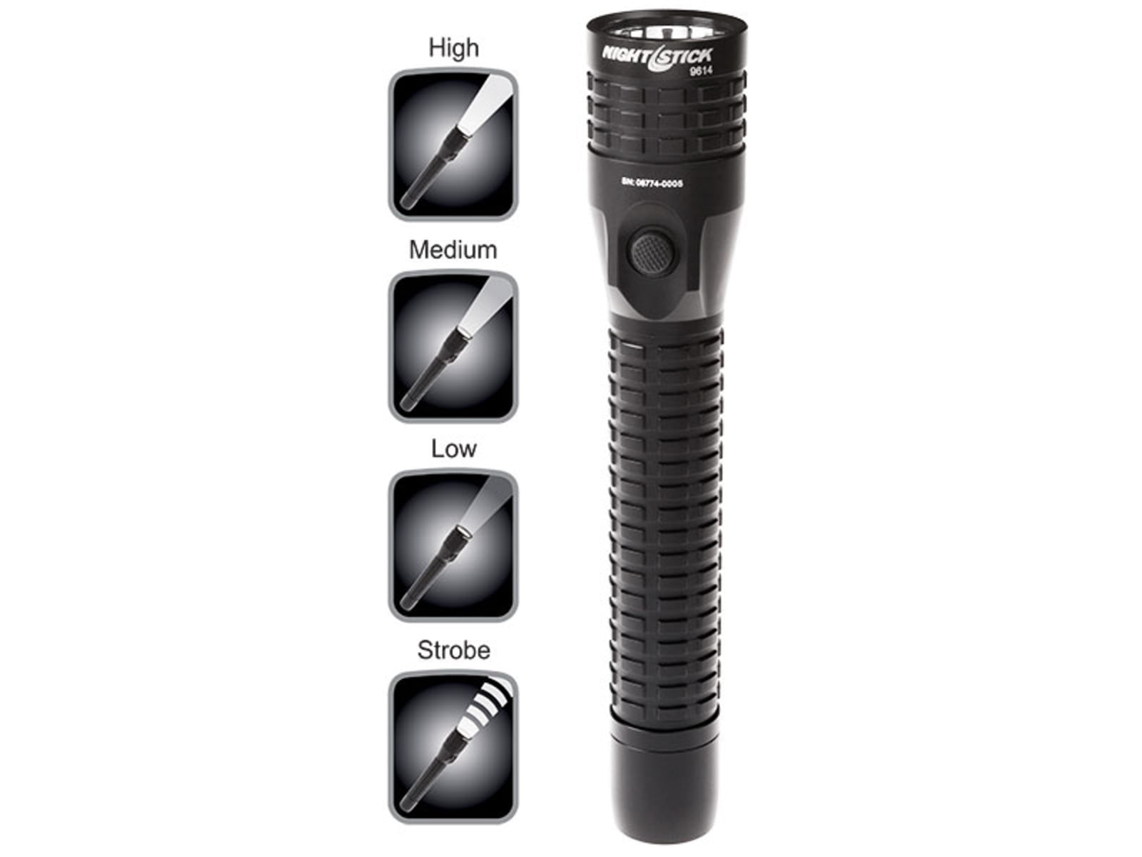 Nightstick Duty Size Multi Function Metal LED FlashlightRechargeableAC/DC Adapter650 Lumens Black NSR-9614XL