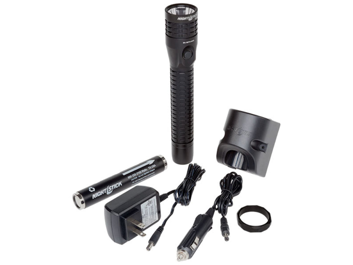 Nightstick Duty Size Multi Function Metal LED FlashlightRechargeableAC/DC Adapter650 Lumens Black NSR-9614XL