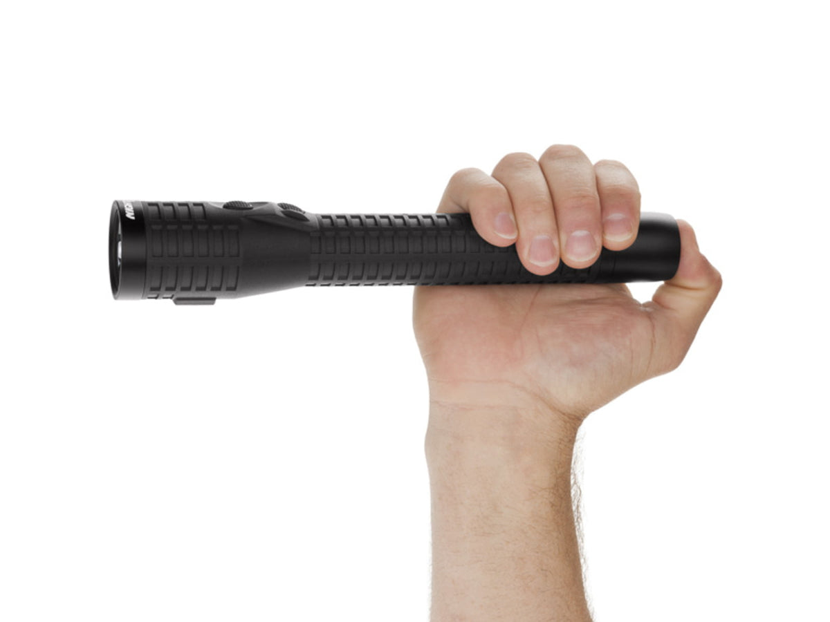 Nightstick Duty Size Dual-Light Rechargeable 650 Lumen Polymer LED Flashlight AC/DC Charger Battery Black NSR-9924XL