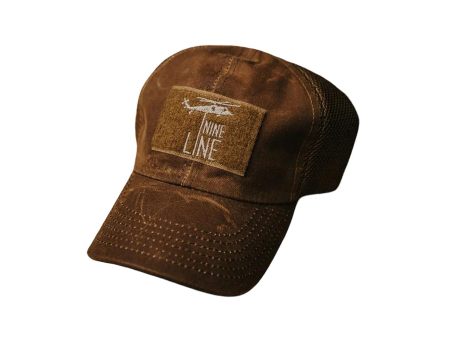 Nine Line Apparel Nine Line Tan American Made Mesh Back Hat with Dropline EMB17-AMMBHAT-WAXTAN-PATCH