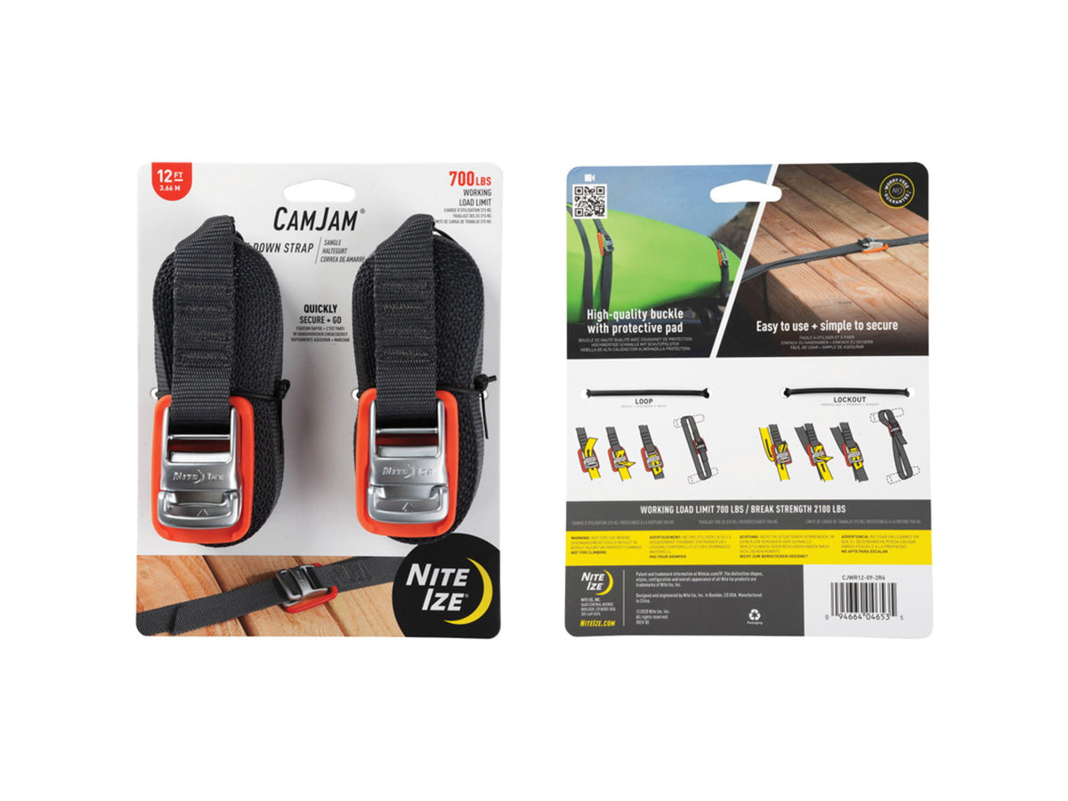 Nite Ize 2 Pack CamJam Tie Down Strap 12ft CJWR12-09-2R6
