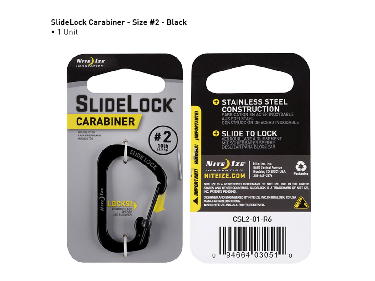 Nite Ize Carabiner SlideLock Steel Number 2 Black CSL2-01-R3