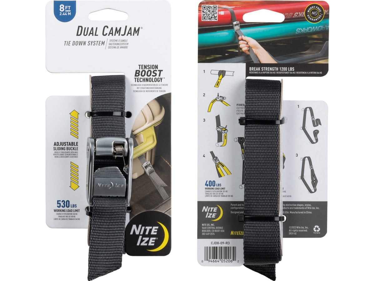 Nite Ize Dual CamJam Tie Down Working Load Limit 530 lbs Break Strength 1200 lb CJD8-09-R3