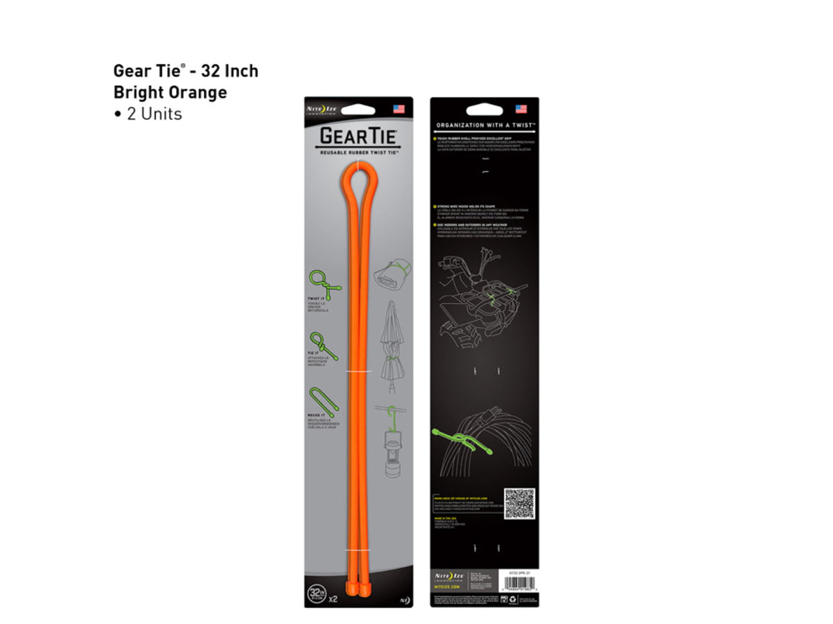 Nite Ize Gear Bendable Tie 32in - Bright Orange 2 Pack GT32-2PK-31