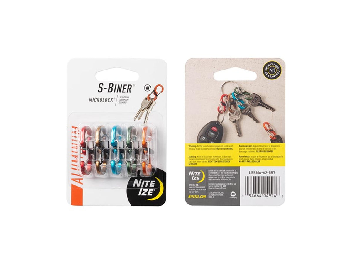 Nite Ize S-Biner MicroLock Aluminum Assorted Micro LSBMA-A2-5R7