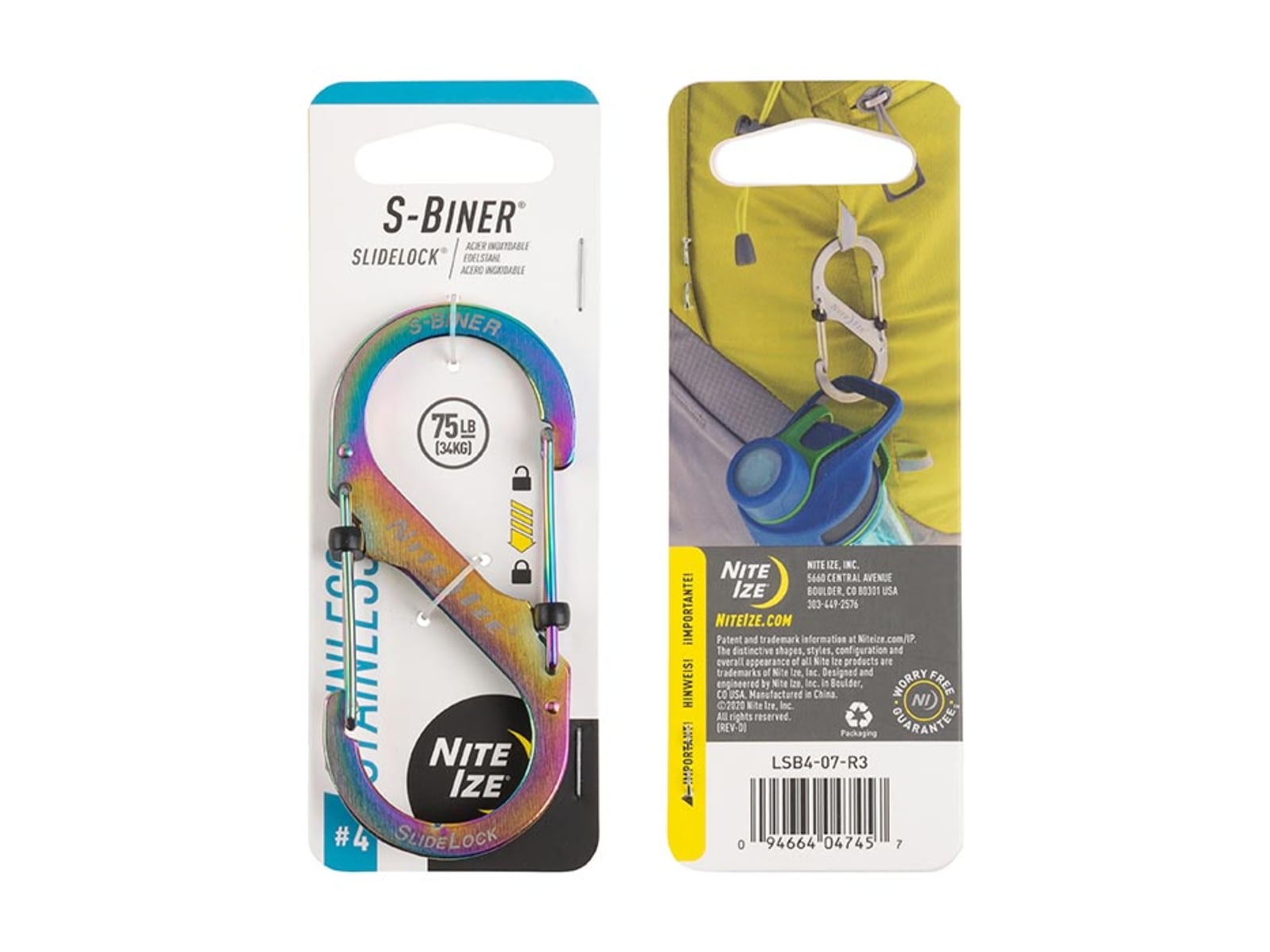 Nite Ize S-Biner SlideLock Stainless Steel #4 Spectrum 4 LSB4-07-R3