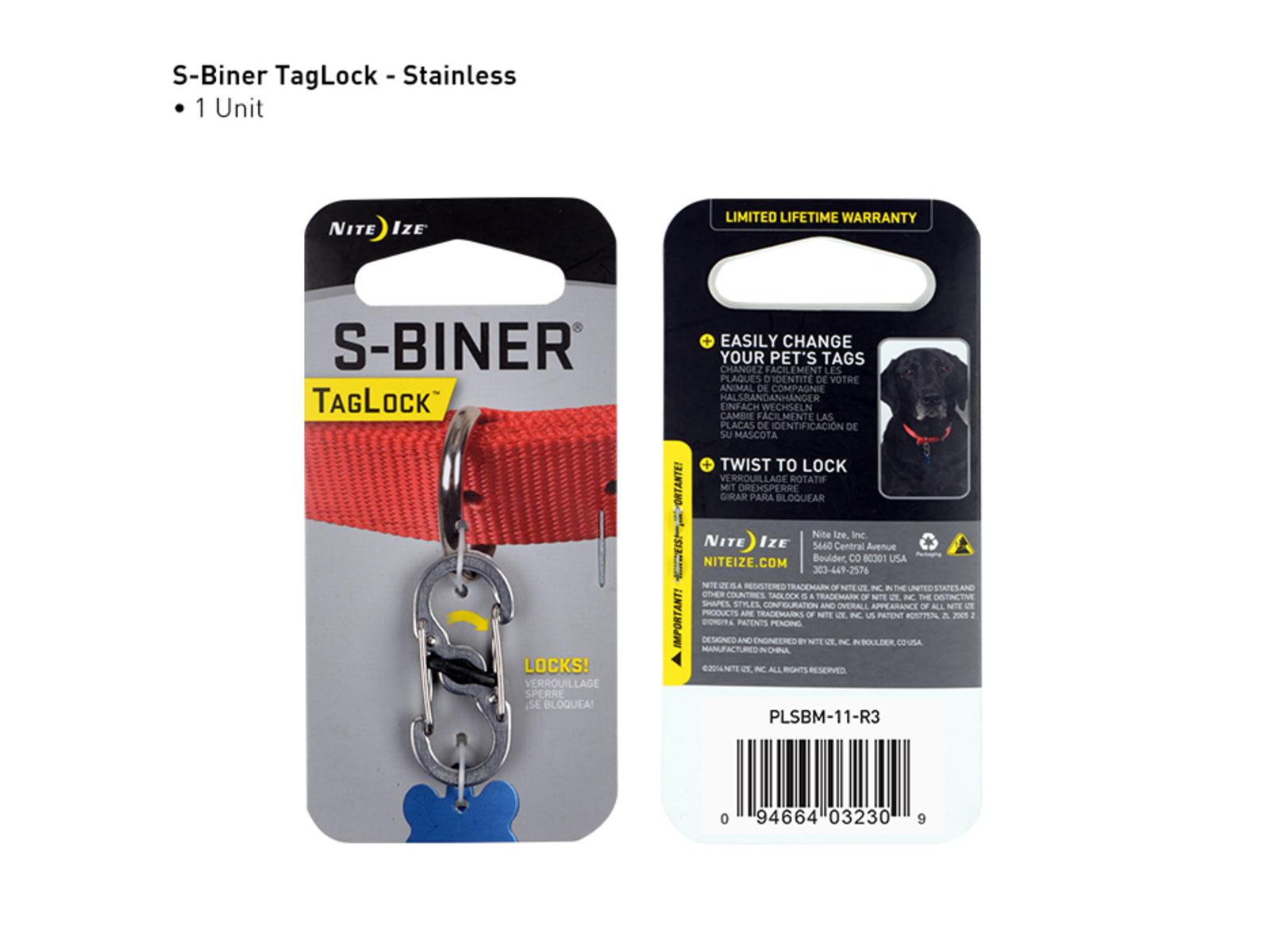 Nite Ize S-Biner TagLockStainless Steel PLSBM-11-R3