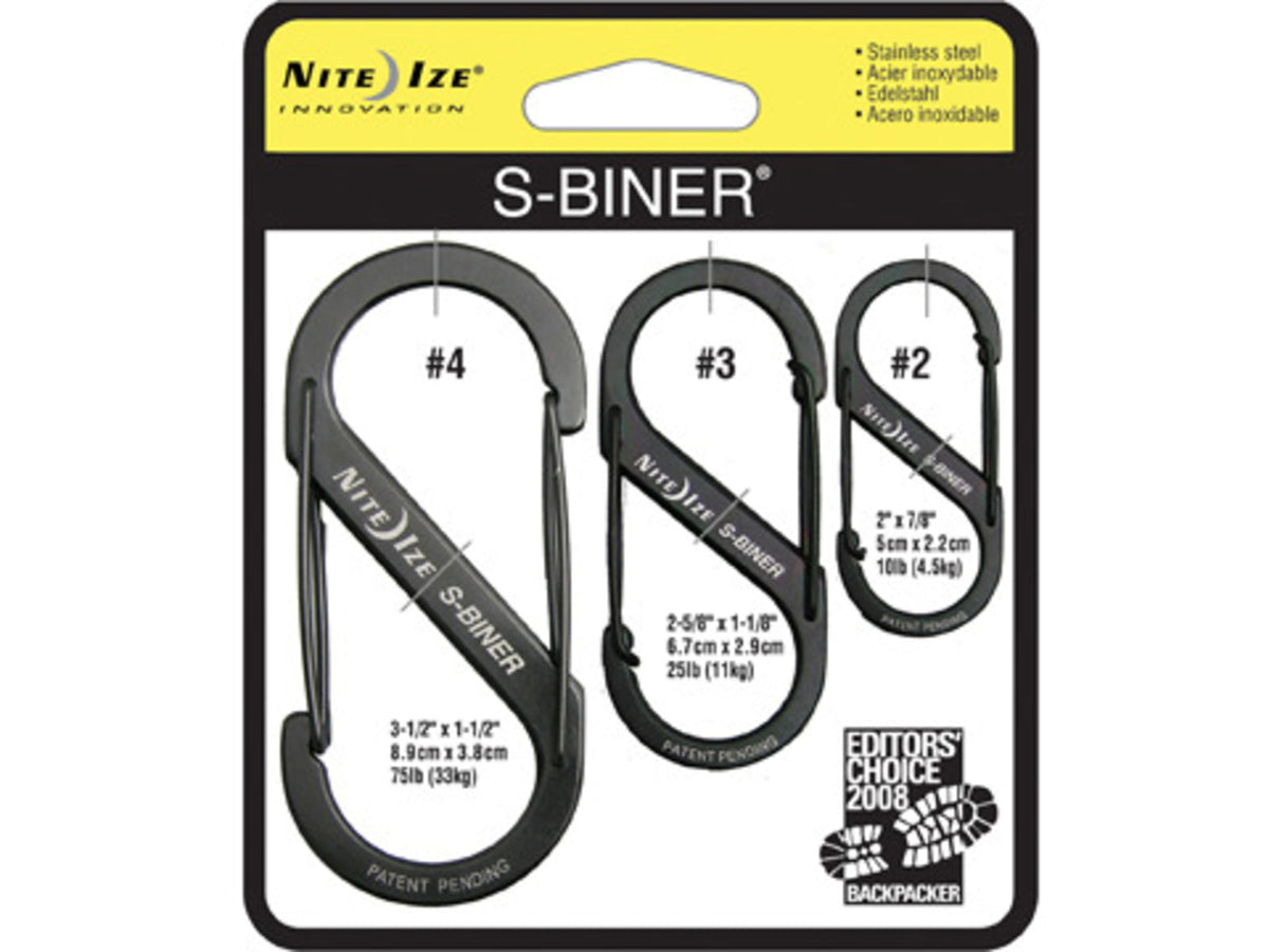 Nite Ize S-Biner Versatile Carry Biners - 3 Pack Black SB234-03-01
