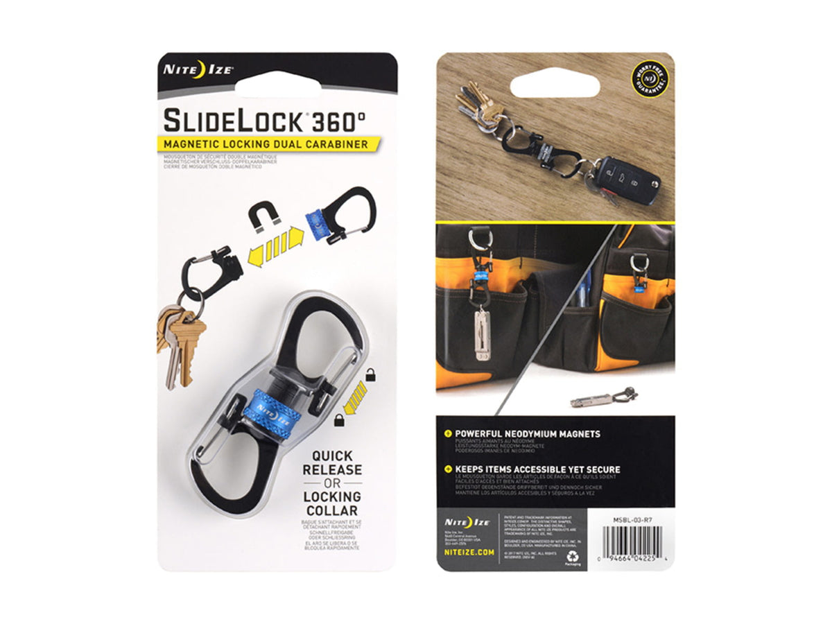 Nite Ize SlideLock 360 Magnetic Locking Carabiner Blue MSBL-03-R7