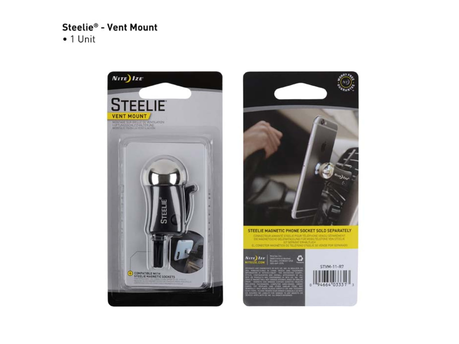 Nite Ize Steelie Orbiter Magnetic Socket with Metal Plate One Size STO-01-R7
