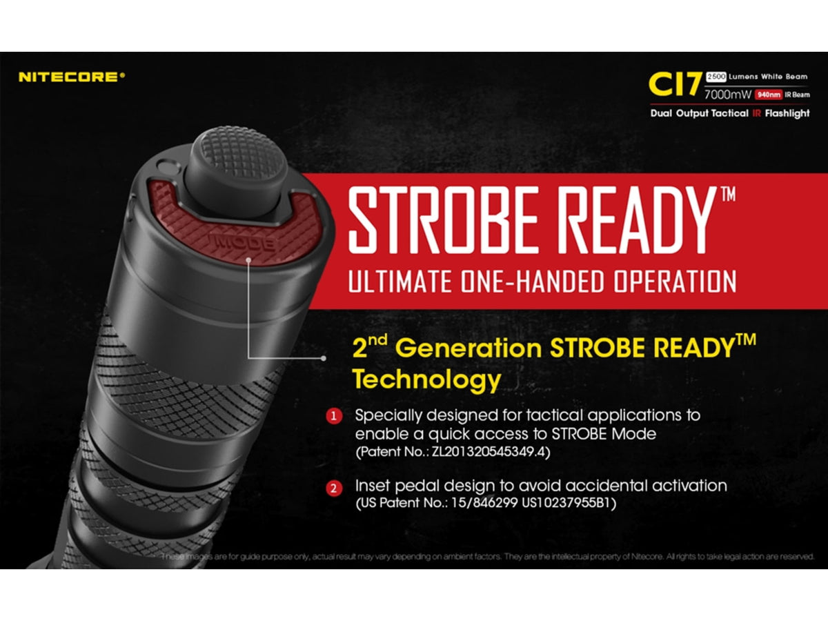 Nitecore CI7 White/Infrared IR CREE XP-G3 S3 LED Flashlight 18650 White 2500 Lumens Black