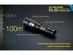 Nitecore DL20 100m Underwater Submersible 1000 Lumen Dive Light with Red Light Black 6952506405275