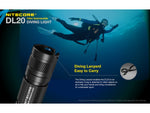 Nitecore DL20 100m Underwater Submersible 1000 Lumen Dive Light with Red Light Black 6952506405275