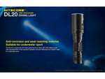 Nitecore DL20 100m Underwater Submersible 1000 Lumen Dive Light with Red Light Black 6952506405275