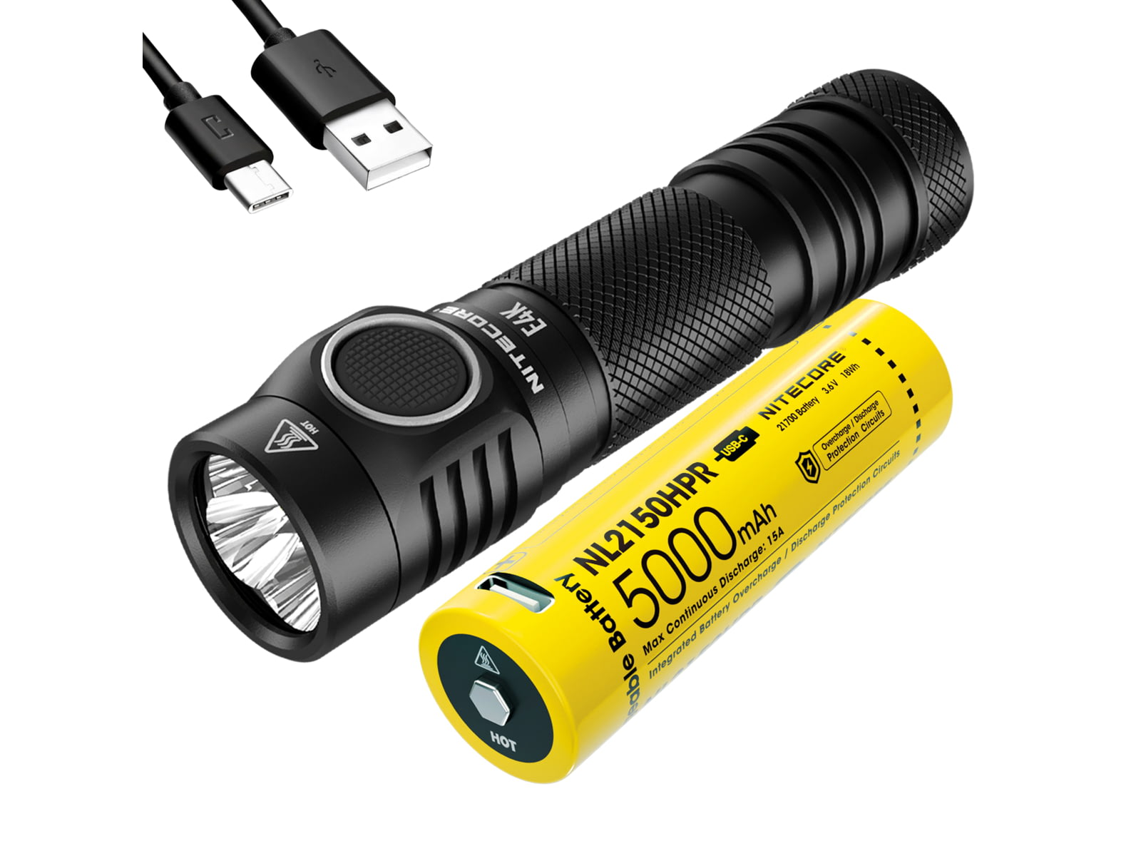 Nitecore E4K CREE XP-L2 V6 EDC Flashlight 21700 White 4400 Lumens Black 6952506405657