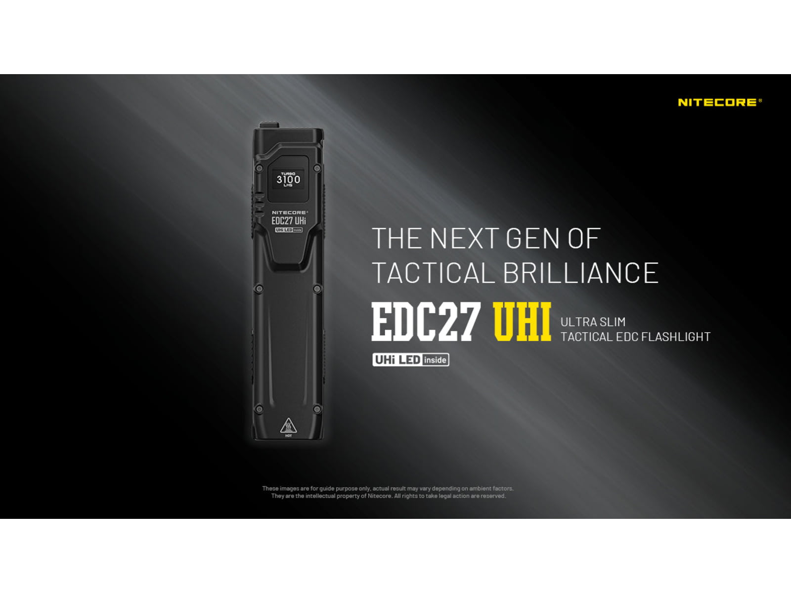 Nitecore EDC27 UHi 3100 Lumen Ultra Slim Flat EDC Flashlight Black