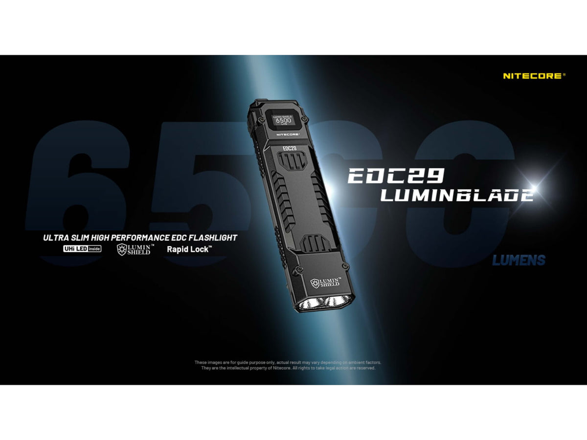 Nitecore EDC29 Lithium Ion 6500 Lumens Flat LED Flashlight Black
