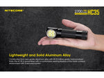 Nitecore HC35 CREE XP-G3 S3 LEDs USB Rechargeable Headlamp 21700 White 2700 Lumens Black