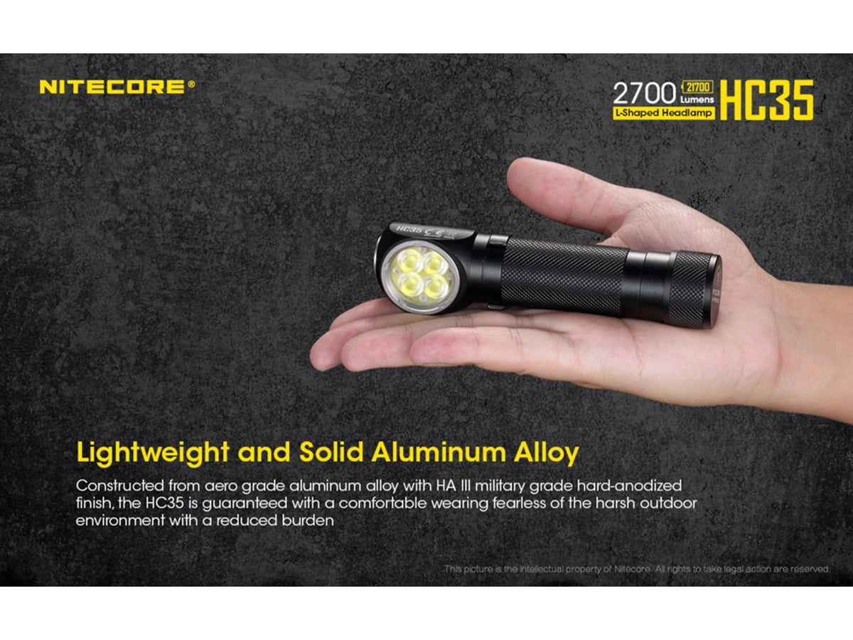 Nitecore HC35 CREE XP-G3 S3 LEDs USB Rechargeable Headlamp 21700 White 2700 Lumens Black