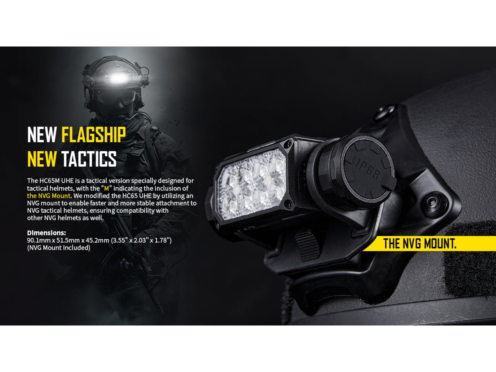 Nitecore HC65M UHE NVG Mountable USB-C Rechargeable Headlamp Black