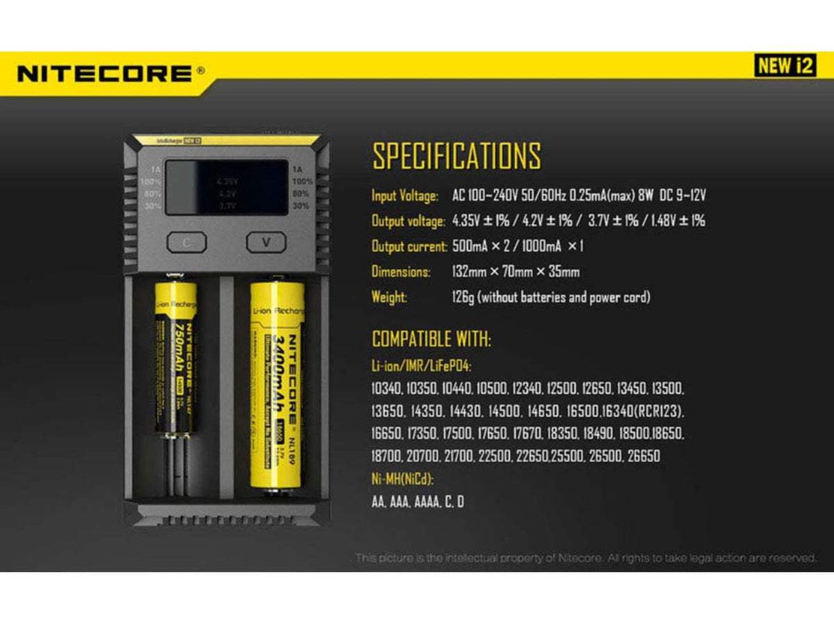 Nitecore I4 Intellicharger 2-Slot Universal Battery Charger Black 6952506491384