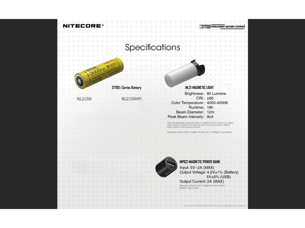 Nitecore Intelligent 21700 Battery System w/Lantern & Charger 21700 Black 6952506493906