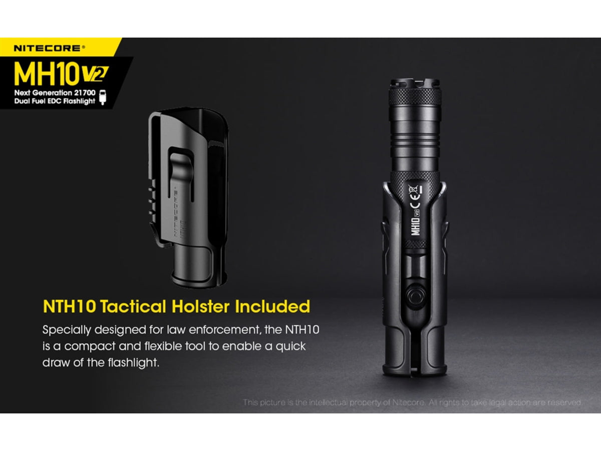 Nitecore MH10 v2 CREE XP-L2 V6 USB-C Rechargeable Flashlight 21700 White 1200 Lumens Black
