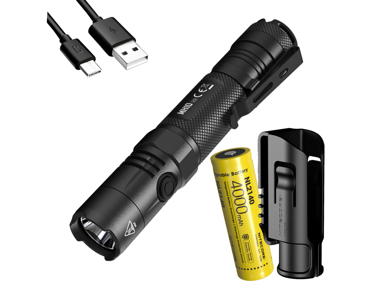 Nitecore MH10 v2 CREE XP-L2 V6 USB-C Rechargeable Flashlight 21700 White 1200 Lumens Black