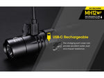 Nitecore MH12 v2 CREE XP-L2 V6 LED USB-C Rechargeable Flashlight w/5000mAh Battery 21700 White 1200 Lumens Black