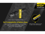 Nitecore MH12 v2 CREE XP-L2 V6 LED USB-C Rechargeable Flashlight w/5000mAh Battery 21700 White 1200 Lumens Black