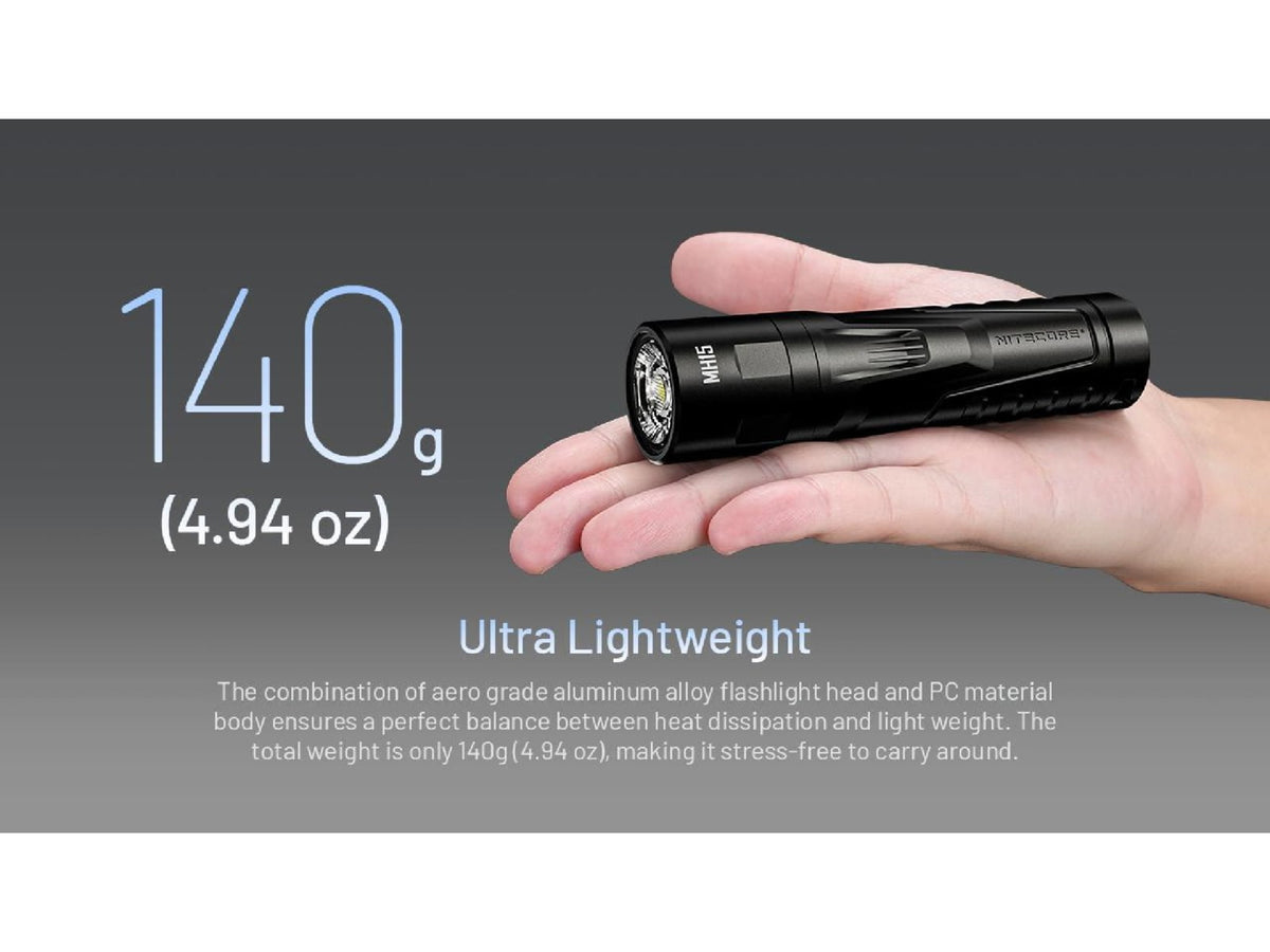 Nitecore MH15 2-in-1 Rechargeable Power Bank/Flashlight 2000 Lumen Black FL-NITE-MH15