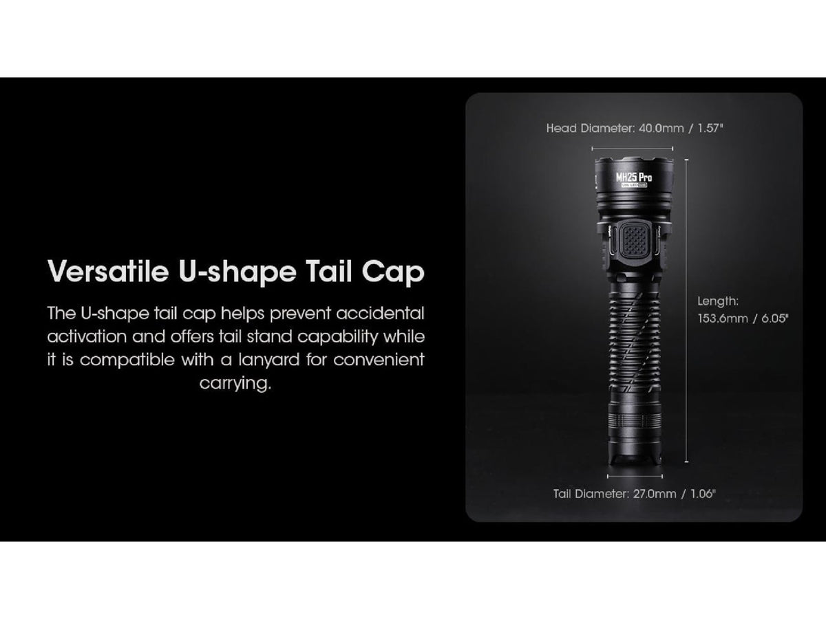 Nitecore MH25 Pro UHi40 LED Rechargeable Flashlight 3300 Lumens Black