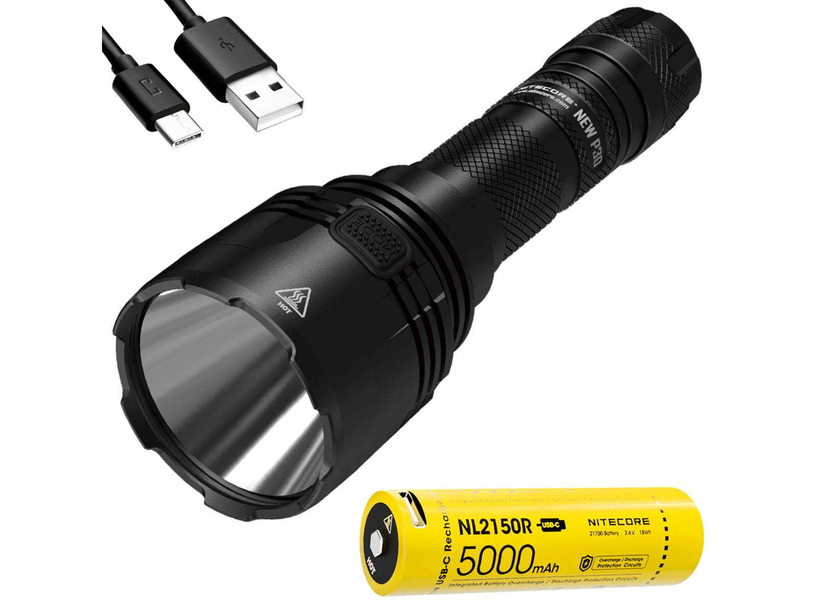 Nitecore New P30 CREE XP-L HI V3 LED 676 Yard Long Throw Hunting Flashlight 21700 White 1000 Lumens Black