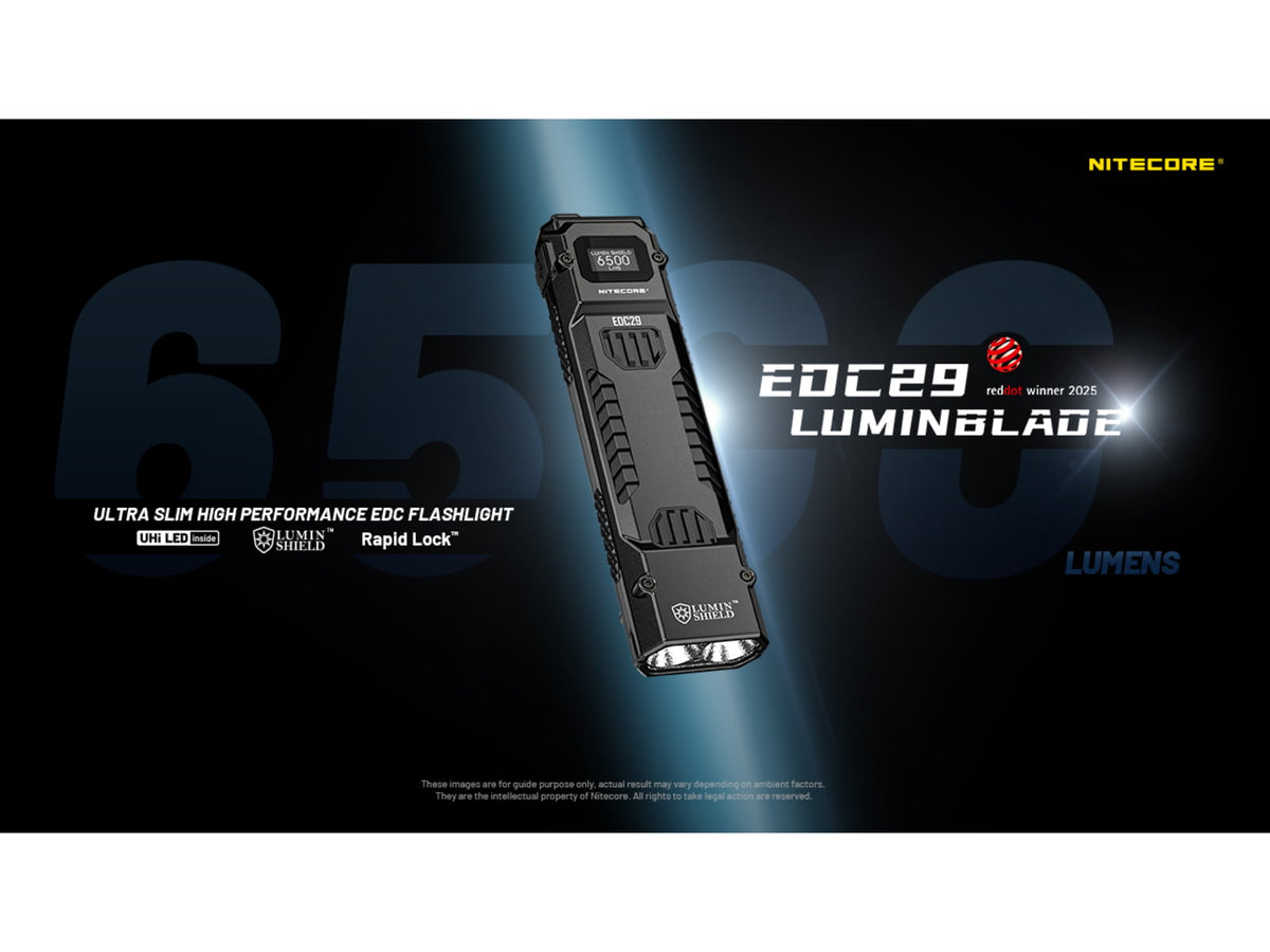 Nitecore EDC29 6500 Lumen 2500 Li-Ion USB-C Rechargeable LED Flat EDC Flashlight OD Green EDC29-GN